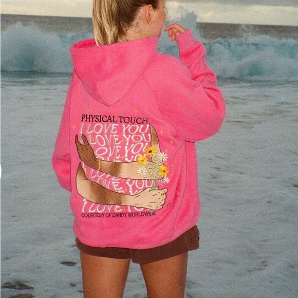 Dandy Worldwide "Physical Touch" Oversized Lux Hoodie in Hot Pink - Picture 8 of 10